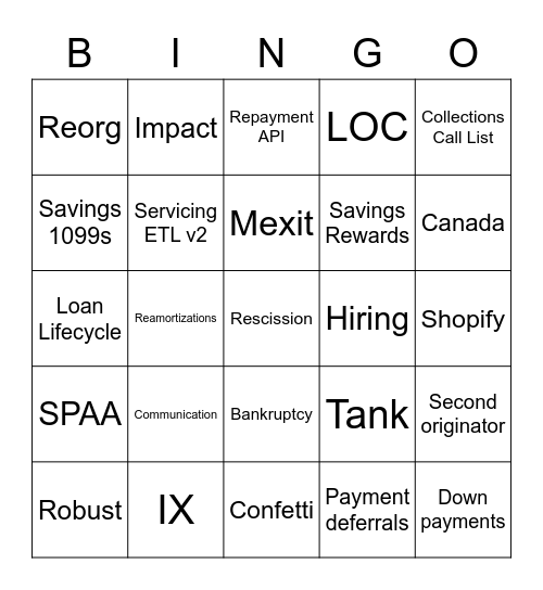 FI Bingo Card