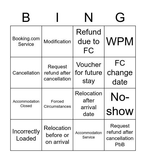 Remind Reminder Bingo Card