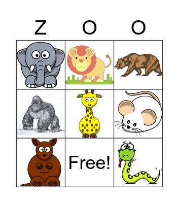 ANIMAL BINGO Card