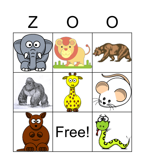 ANIMAL BINGO Card