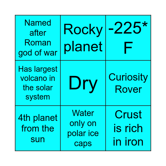 Mars Bingo Card