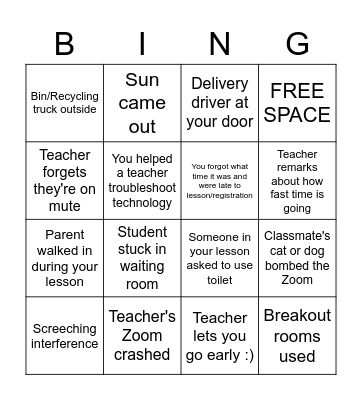 Tutor Group Bingo Card