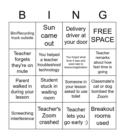 Tutor Group Bingo Card
