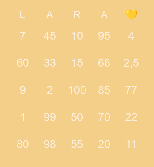 💫 b i n g o u 🌙 Bingo Card