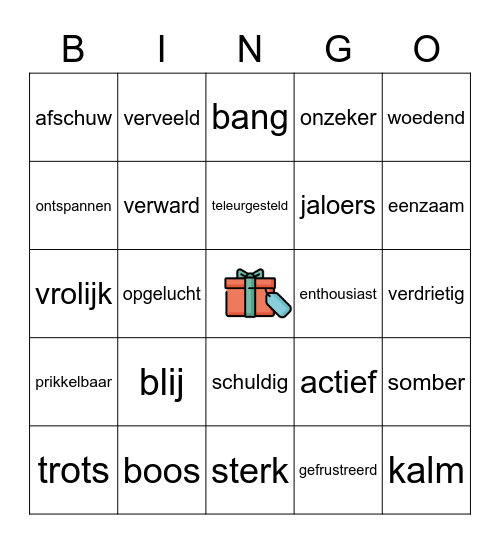 Gevoelens Bingo Card