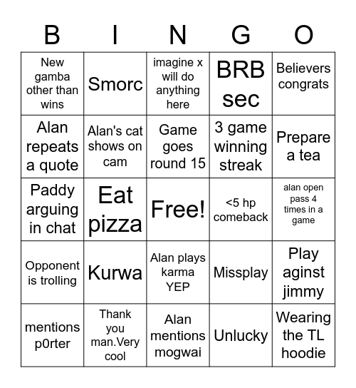 The Alanzq bingo Card