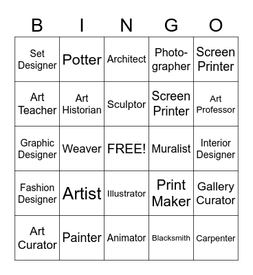 Art Careers Bingo Card