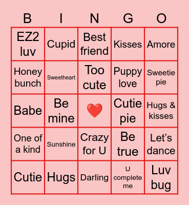 Valentine’s Day Bingo Card