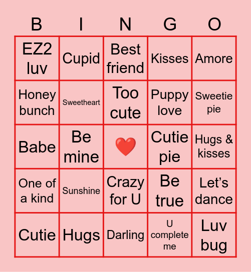 Valentine’s Day Bingo Card