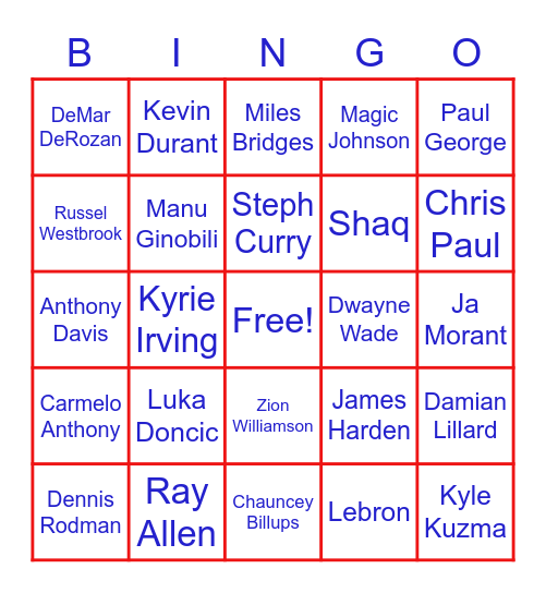 NBA Bingo Card