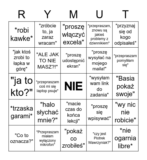 Rymut BINGO Card