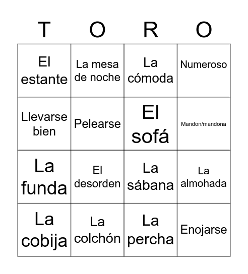 TORO Bingo Card