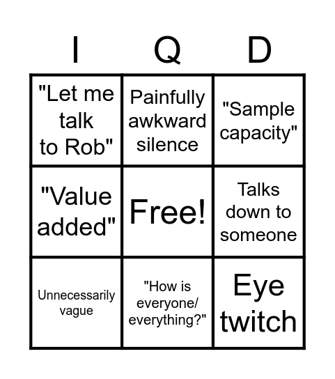 Meeting Fun Bingo Card