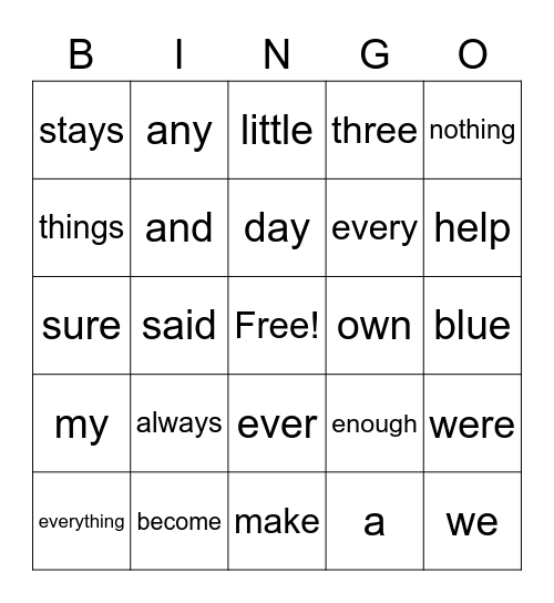 Sight Words Unit 3 Week 1 & 2 & Unit R Bingo Card