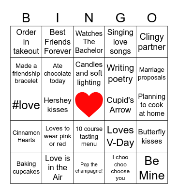CIFAR Valentine's Day Bingo Card