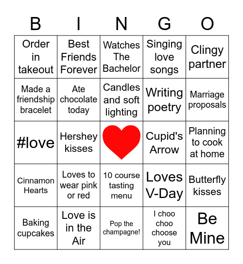 CIFAR Valentine's Day Bingo Card