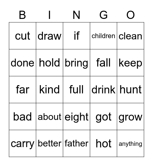 HFW 2.2 Set 1 Bingo Card