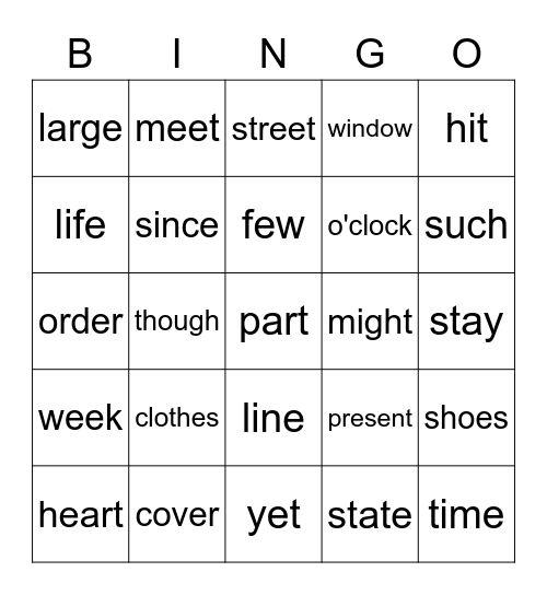 HFW 2.2 Set 4 Bingo Card