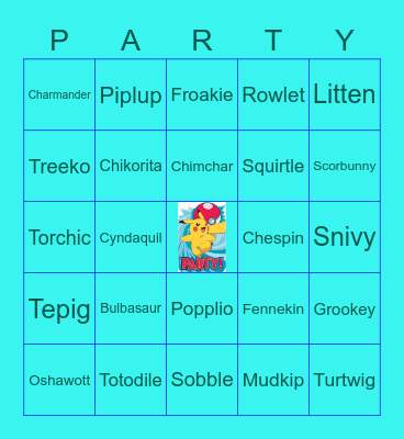 Pokémon PaRtY!!! Bingo Card