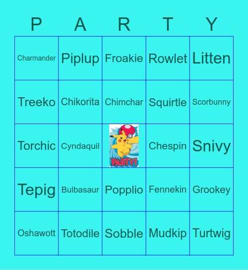 Pokémon PaRtY!!! Bingo Card