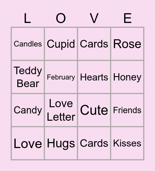 RWLP Valentines Bingo Card