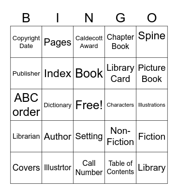 Library Bingo Card