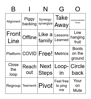 CIM Meeting Bingo Card