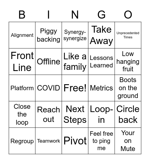 CIM Meeting Bingo Card