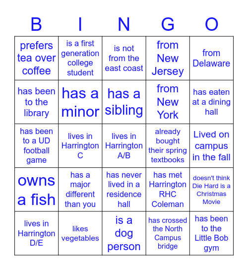 Meet somebody new who... Bingo Card