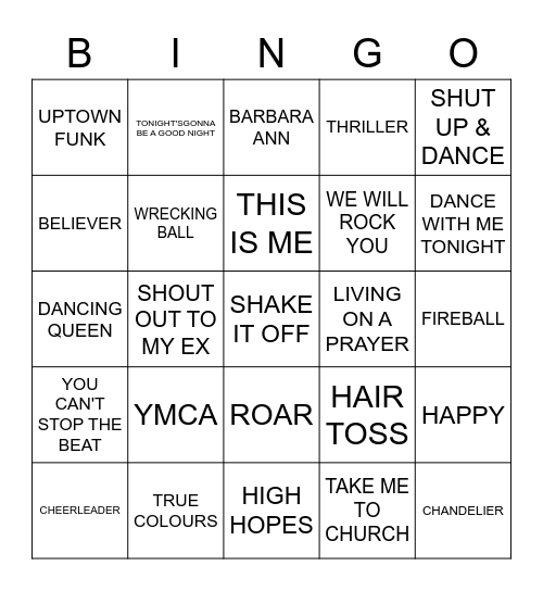 MUSIC BINGO Card