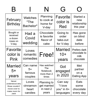 Valentine's Day Bingo Card