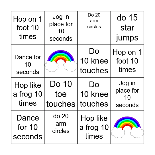 Find the rainbow Bingo Card