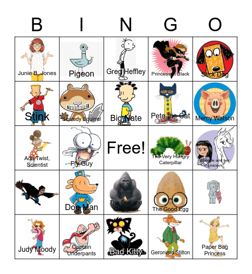 Book Character Bingo Card