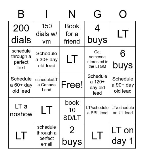 Monday Bingo Card