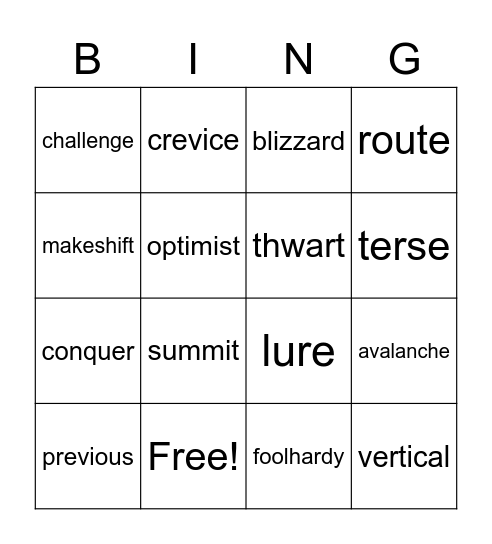 Book 5: Lesson 5 Bingo Card