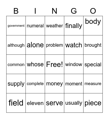 Untitled Bingo Card