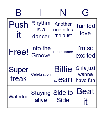 Disco Bingo Card