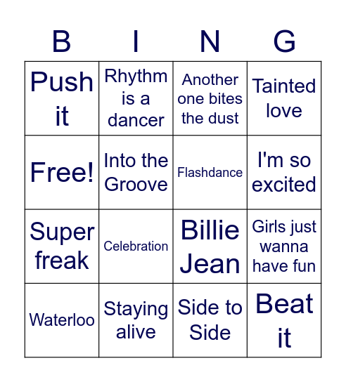 Disco Bingo Card