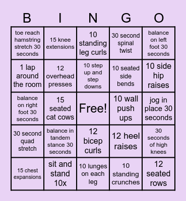 FITNESS BINGO Card