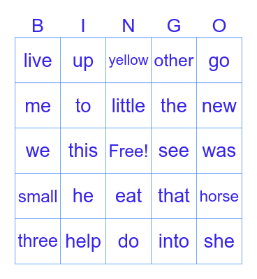 1st Grade Bingo with Mrs. Feldman Bingo Card