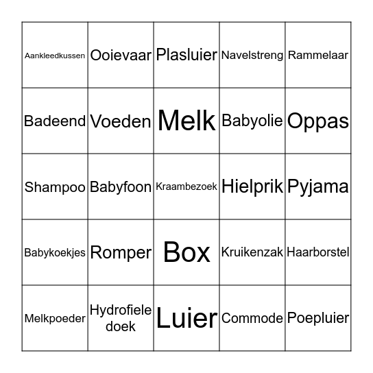 Cynthia's baby bingo Card