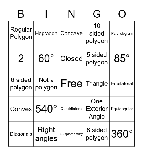 Polygon BINGO Card