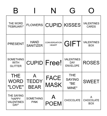 Valentine's Day - Basic 5 Bingo Card