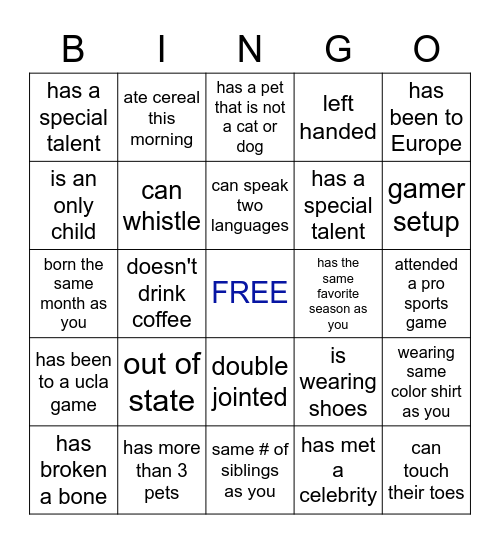 Beta Omega Bingo! Bingo Card