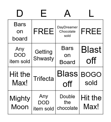 Deal of the Day Bingo Card