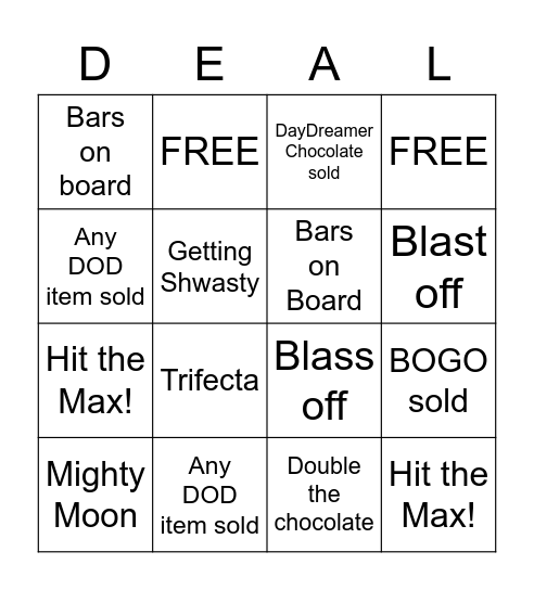 Deal of the Day Bingo Card