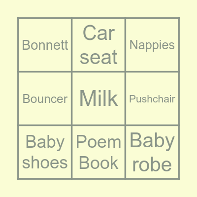 Franci Babyshower Bingo Card