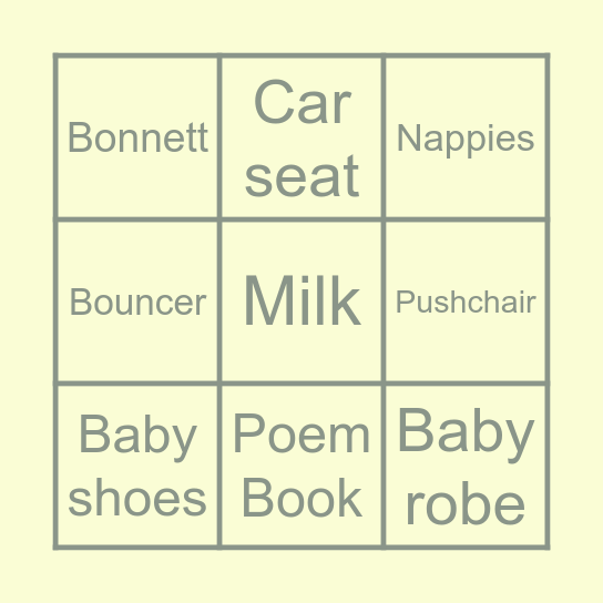 Franci Babyshower Bingo Card