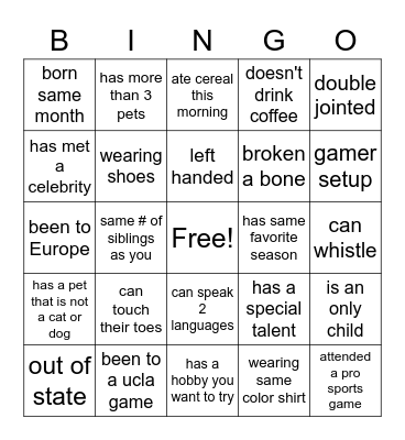 Beta Omega Bingo! Bingo Card
