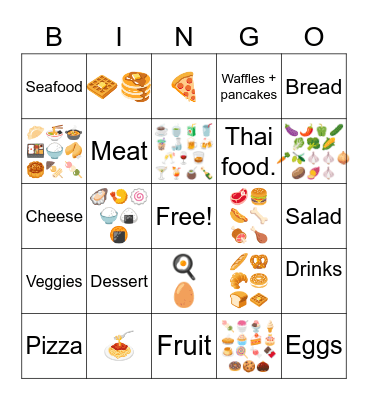 Food and drinks Bingo Card